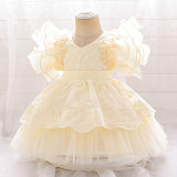 Children's dress fluffy yarn Cascading Ruffles Dress princess dress flower girl first birthday baby Dress