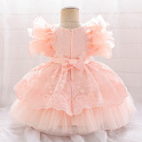 Children's dress fluffy yarn Cascading Ruffles Dress princess dress flower girl first birthday baby Dress