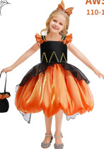 Halloween children's costume girl witch dress cosplay pumpkin dress Halloween children's costume girl witch dress cosplay pumpkin dress