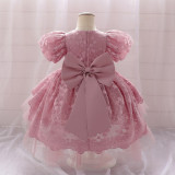 Children's Princess Dress Flower Girl Puff Sleeve Performance Clothing Trailing Dress