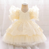 Children's dress fluffy yarn Cascading Ruffles Dress princess dress flower girl first birthday baby Dress