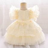 Children's dress fluffy yarn Cascading Ruffles Dress princess dress flower girl first birthday baby Dress