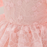 Children's Princess Dress Flower Girl Puff Sleeve Performance Clothing Trailing Dress