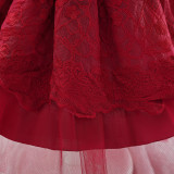 Children's Princess Dress Flower Girl Puff Sleeve Performance Clothing Trailing Dress