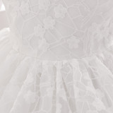 Children's Princess Dress Flower Girl Puff Sleeve Performance Clothing Trailing Dress