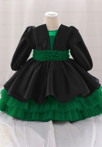 Kids Dresses Girls Long Sleeve Princess Tutu Skirt Cascading Ruffles Dress Birthday Dress