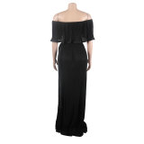 Sexy ruffled long skirt two-piece set nightclub clothes