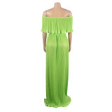 Sexy ruffled long skirt two-piece set nightclub clothes