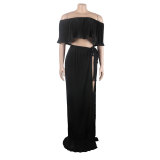 Sexy ruffled long skirt two-piece set nightclub clothes