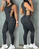 Women Hollow Sleeveless Sexy Jumpsuit