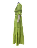Women V Neck Long Sleeve Maxi Dress