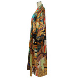 Multi-Print Fashion Casual Trench Women's Coat