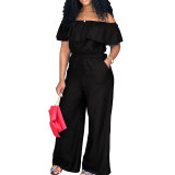Plus Size Women's Ruffled Off Shoulder Jumpsuit