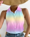 Summer Casual Fashion Sleeveless Abstract Print Blouse