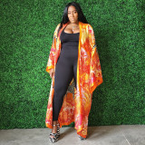 Multi-Print Fashion Casual Trench Women's Coat