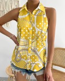Summer Casual Fashion Sleeveless Abstract Print Blouse