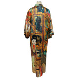 Multi-Print Fashion Casual Trench Women's Coat