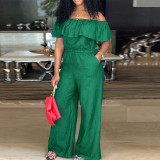 Plus Size Women's Ruffled Off Shoulder Jumpsuit