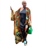 Multi-Print Fashion Casual Trench Women's Coat