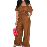 Plus Size Women's Ruffled Off Shoulder Jumpsuit