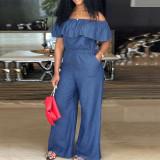 Plus Size Women's Ruffled Off Shoulder Jumpsuit