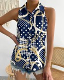 Summer Casual Fashion Sleeveless Abstract Print Blouse