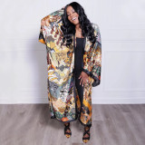 Multi-Print Fashion Casual Trench Women's Coat