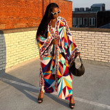Multi-Print Fashion Casual Trench Women's Coat