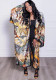 Multi-Print Fashion Casual Trench Women's Coat