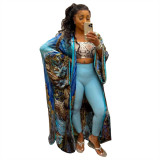 Multi-Print Fashion Casual Trench Women's Coat