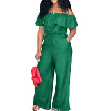 Plus Size Women's Ruffled Off Shoulder Jumpsuit