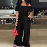Plus Size Women's Ruffled Off Shoulder Jumpsuit
