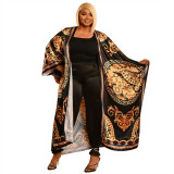 Multi-Print Fashion Casual Trench Women's Coat