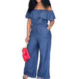 Plus Size Women's Ruffled Off Shoulder Jumpsuit