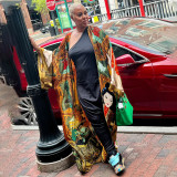Multi-Print Fashion Casual Trench Women's Coat