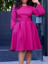African Women Long Sleeve Round Neck Dress With Belt African Women Long Sleeve Round Neck Dress With Belt