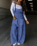 Women Fall Print Lace-Up Overalls