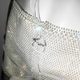 Women Super Glitter Diamond Fishnet High Waist Shorts Casual Rhinestone Shorts