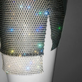 Women Super Glitter Diamond Fishnet High Waist Shorts Casual Rhinestone Shorts