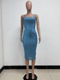 Summer Women's Sleeveless Low Back Straps Sequin Party Dress