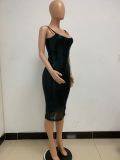Summer Women's Sleeveless Low Back Straps Sequin Party Dress