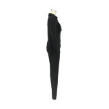 Women's Fall/Winter Solid Color Zip Pocket Cargo Jumpsuit