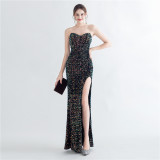 Long Sequins Plus Size Fat Beauty Formal Party Evening Dress