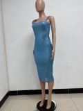 Summer Women's Sleeveless Low Back Straps Sequin Party Dress