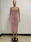 Summer Women's Sleeveless Low Back Straps Sequin Party Dress