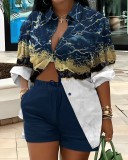 Women's Fashion Print Chic Career Two-Piece Set