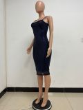 Summer Women's Sleeveless Low Back Straps Sequin Party Dress
