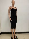 Summer Women's Sleeveless Low Back Straps Sequin Party Dress