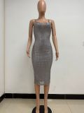 Summer Women's Sleeveless Low Back Straps Sequin Party Dress