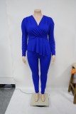 Africa Plus Size Women's Deep V Neck Long Sleeve Pencil Pant Set